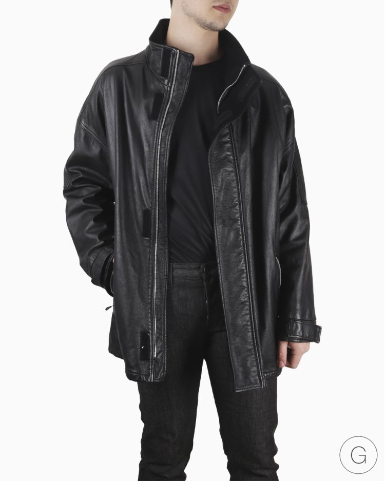 ジャケット・アウター 00s emporio armani single leather jacket Jaqueta Armani Jeans Original Couro Preta Masculina